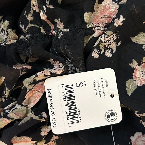 Free People Cropped Women's Final Rose Blouse Size Small Bohemian - Picture 5 of 12